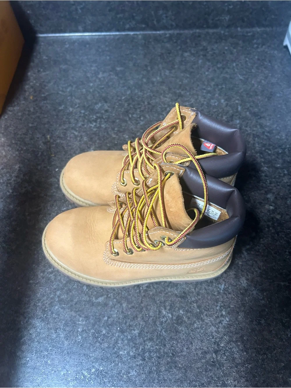 Timberland Wheat Nubuck Boots with Yellow-Brown Laces